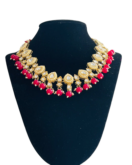 Radiant Red Gold Kundan Set