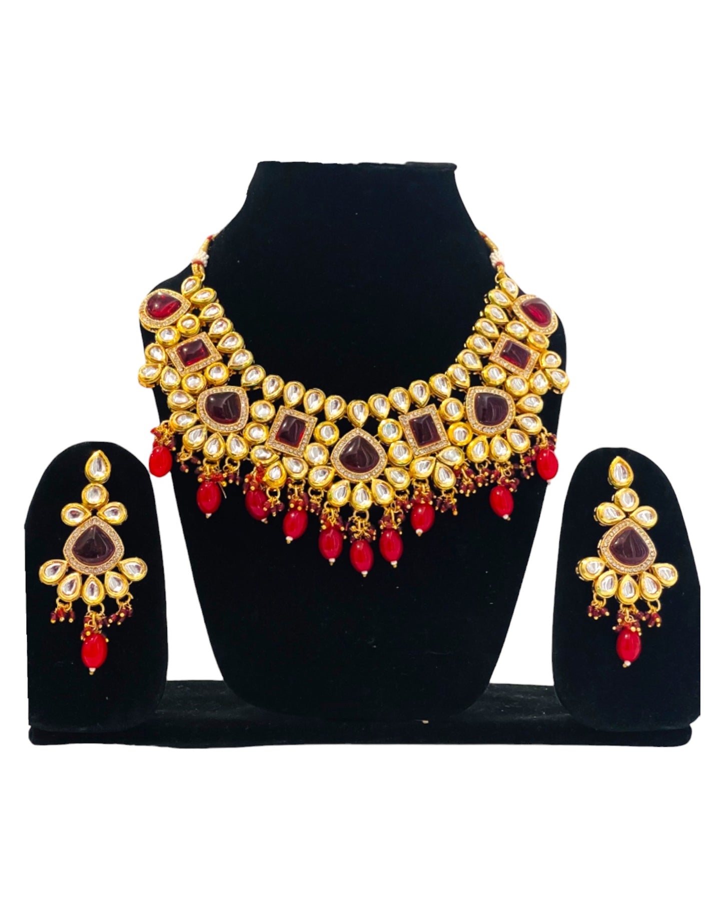 Scarlet Ruby Kundan Set